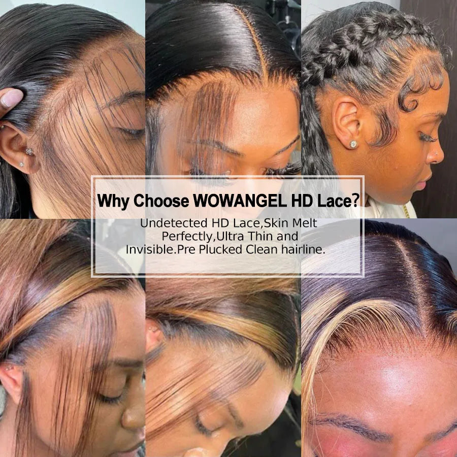 36inch 13x6 HD Lace Frontal Wigs Straight Invisible HD Lace Melt Skins Silk Natural Scalp 5x5 Lace Closure Wigs Human Hair Wigs