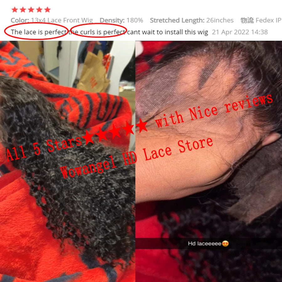 Wow Angel HD Lace Frontal Wigs 250% 13X6 Lace Front Wigs Water Wave HD Lace Closure Curly Wig Full Lace Human Hair Wig For Woman
