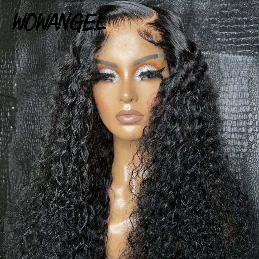 Wow Angel Glueless HD Lace Closure 7x7/6X6/5x5 Closure Water Wave Pre Plucked Natural Hairline Human Hair Curly Wigs For Women