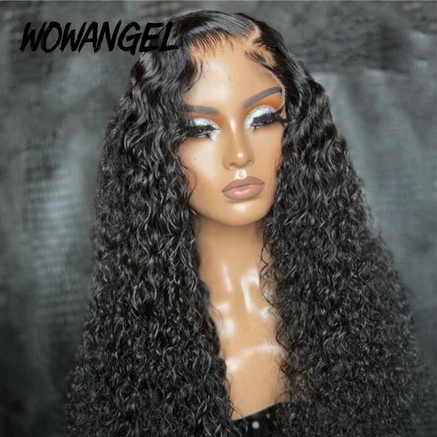Wow Angel Glueless HD Lace Closure 7x7/6X6/5x5 Closure Water Wave Pre Plucked Natural Hairline Human Hair Curly Wigs For Women