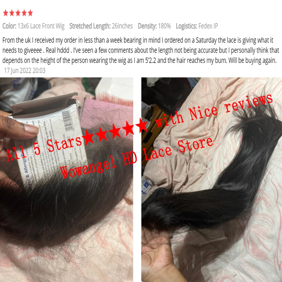 13x6 HD Full Lace Frontal Wigs 250% Invisible HD Lace Front Human Hair Wigs  Straight Melt Skins Pre Plucked Brazilian Hair Wig