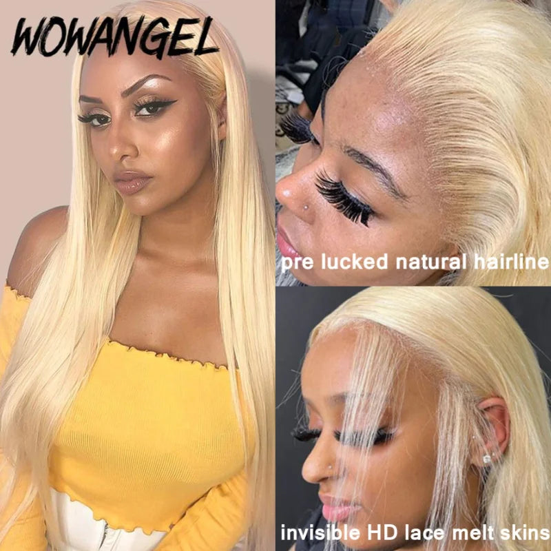 Wow Angel 613 HD Lace Frontal Wig 13X6 Full Lace Front Straight Wig Human Hair Wig Pre Plucked Natural Scalp For Woman Glueless