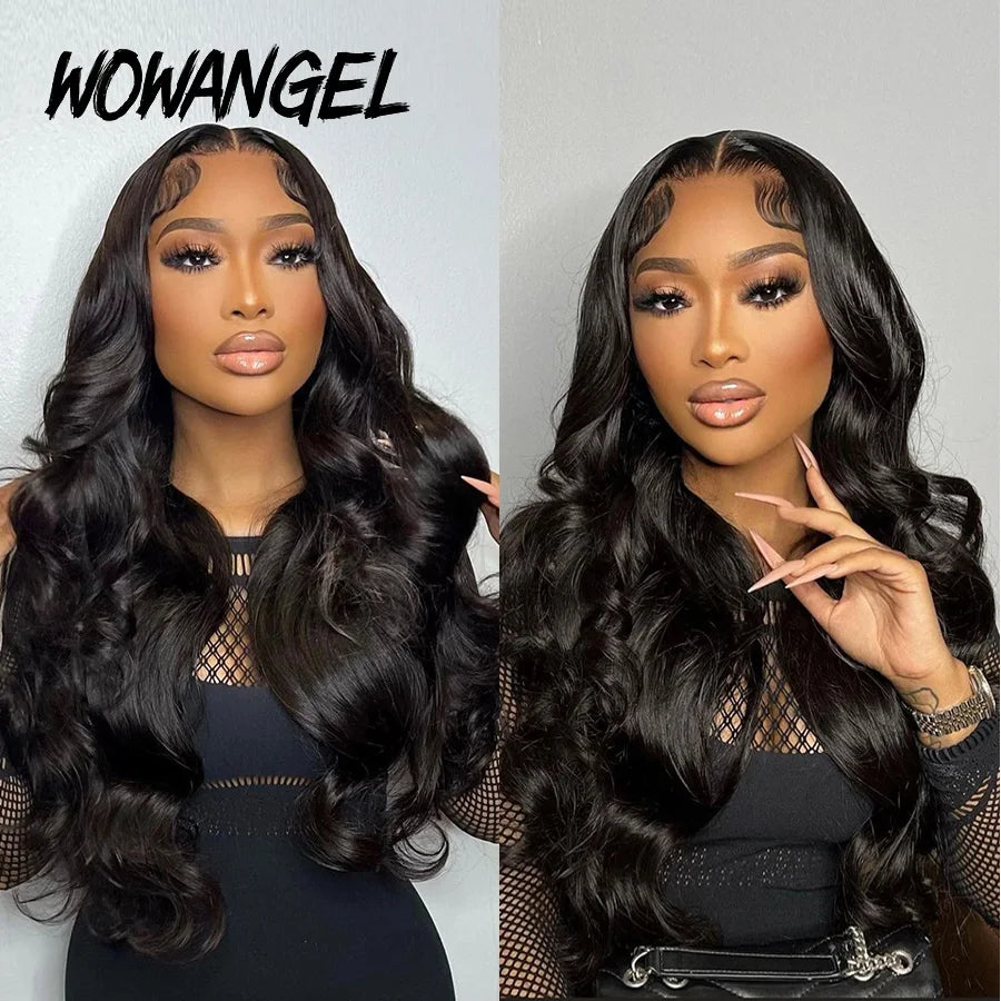 Wow Angel Glueless 250% Real HD Lace Closure Wigs 5X5 HD Closure Wig Wear & Go Body Wave Pre Plucked Human Hair Wigs For Women