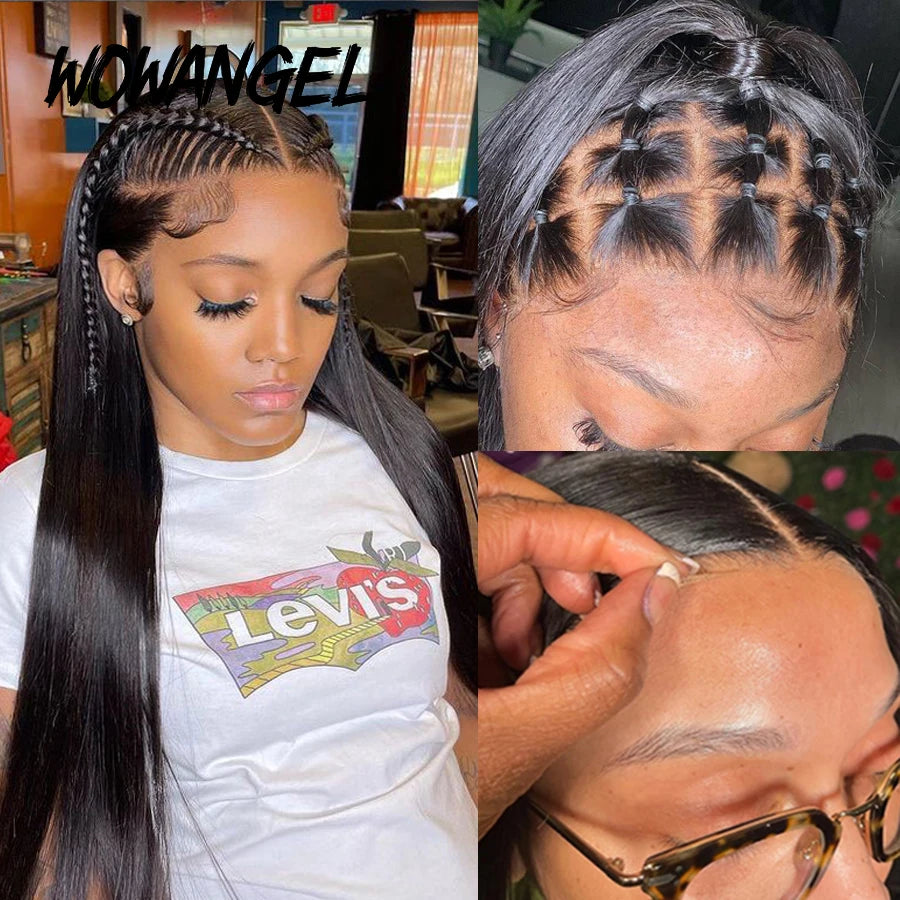 36inch 13x6 HD Lace Frontal Wigs Straight Invisible HD Lace Melt Skins Silk Natural Scalp 5x5 Lace Closure Wigs Human Hair Wigs