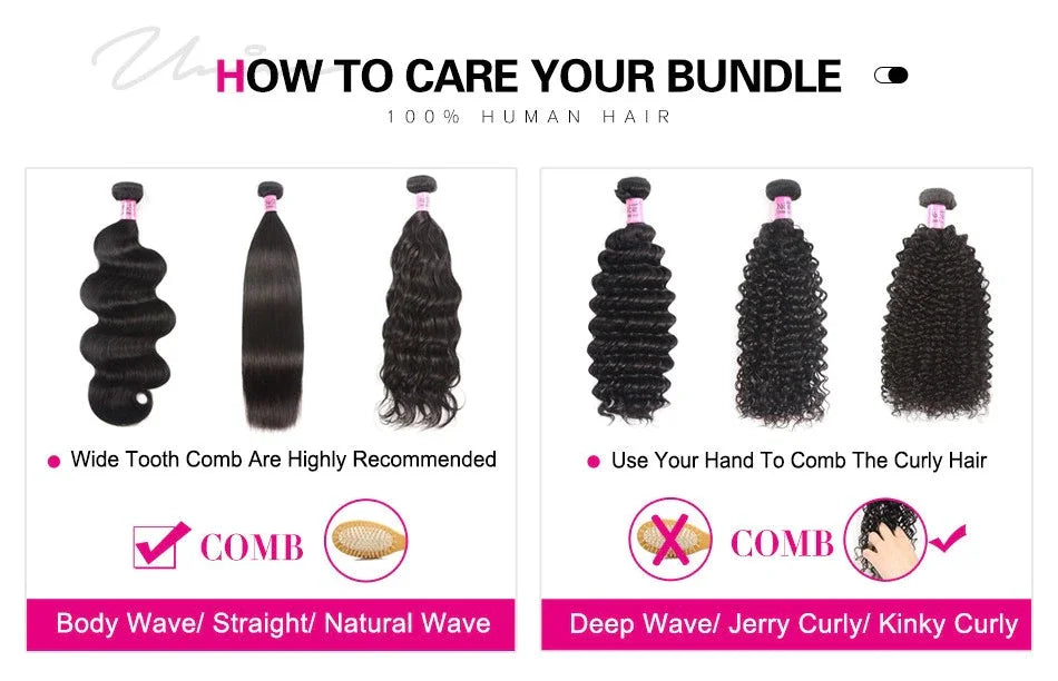 UNice Hair Body Wave 3 Bundles With Lace Frontal Closure 13x4 or 4x4 or 5x5 HD Lace Closure 100% Human Hair Bundles