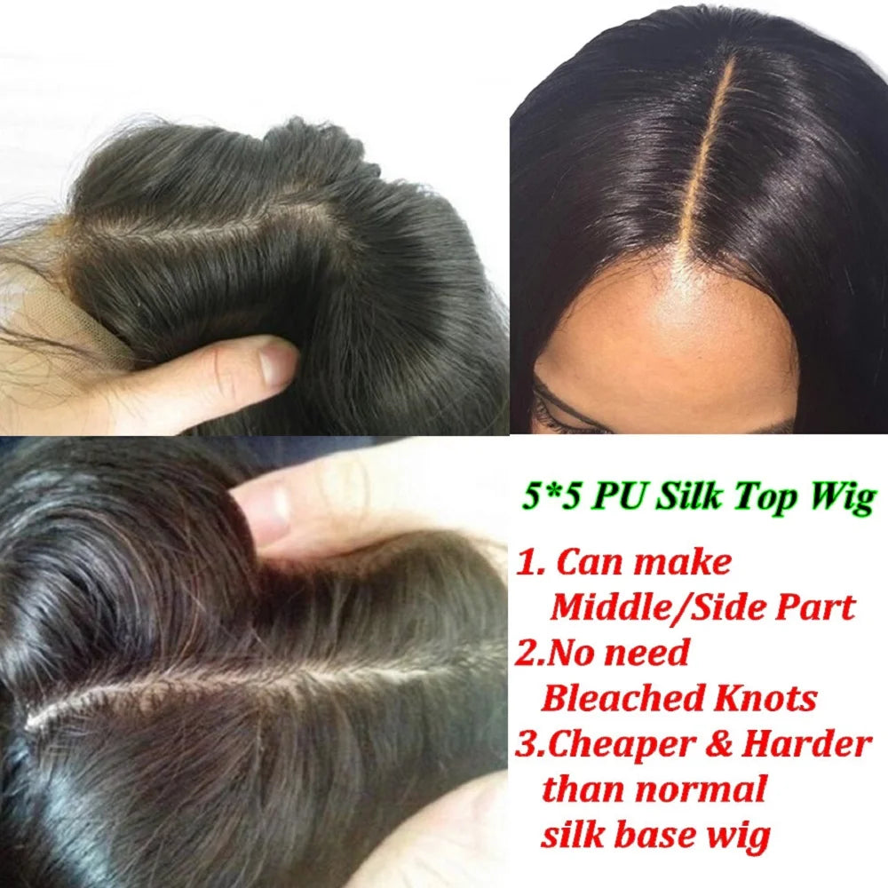 Glueless Body Wavy Fringe Wigs Black Blonde Highlight Pre Plucked 13x4 Silk Top Lace Front Wigs With Bangs 13x6/360 Lace Wigs