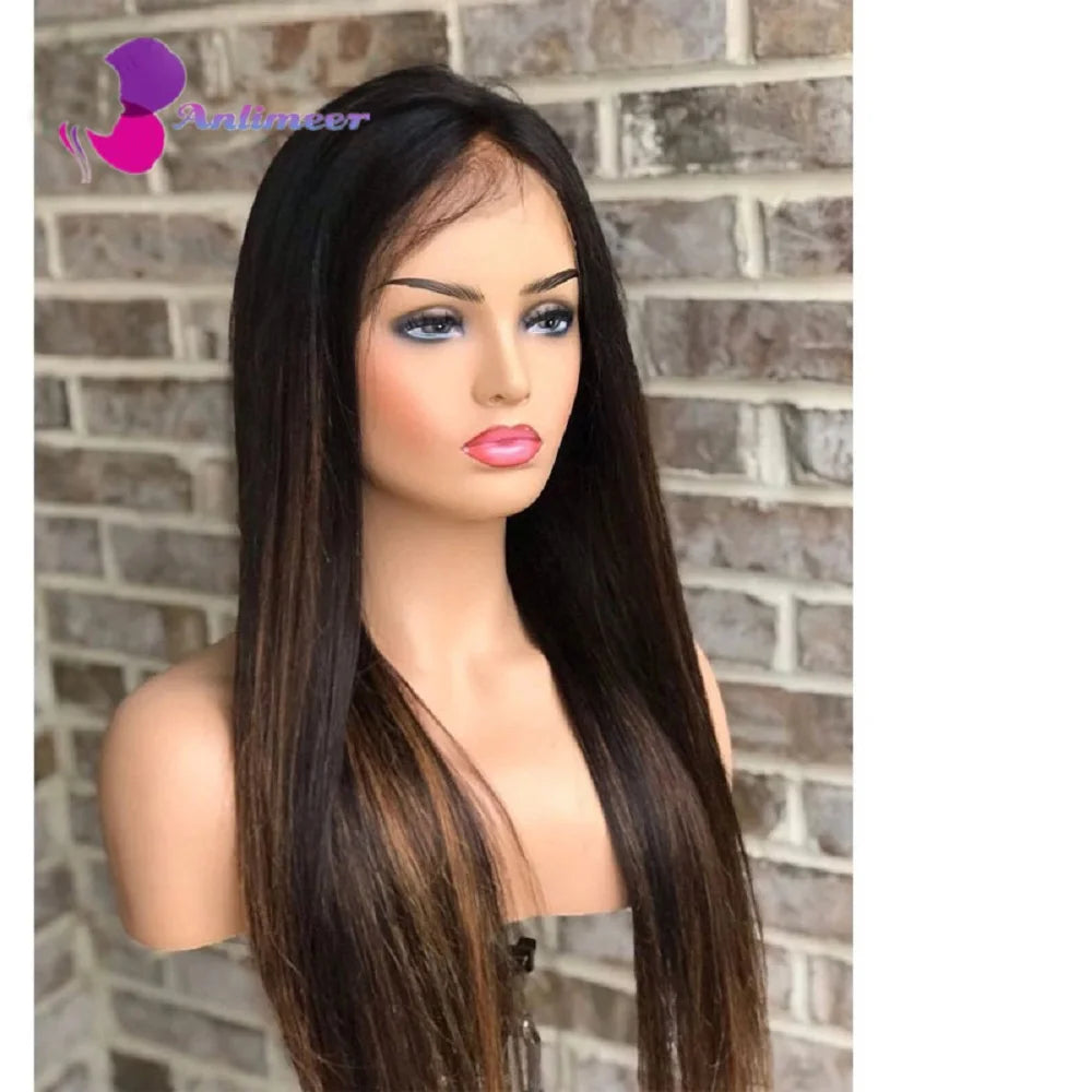 Glueless Body Wavy Fringe Wigs Black Blonde Highlight Pre Plucked 13x4 Silk Top Lace Front Wigs With Bangs 13x6/360 Lace Wigs