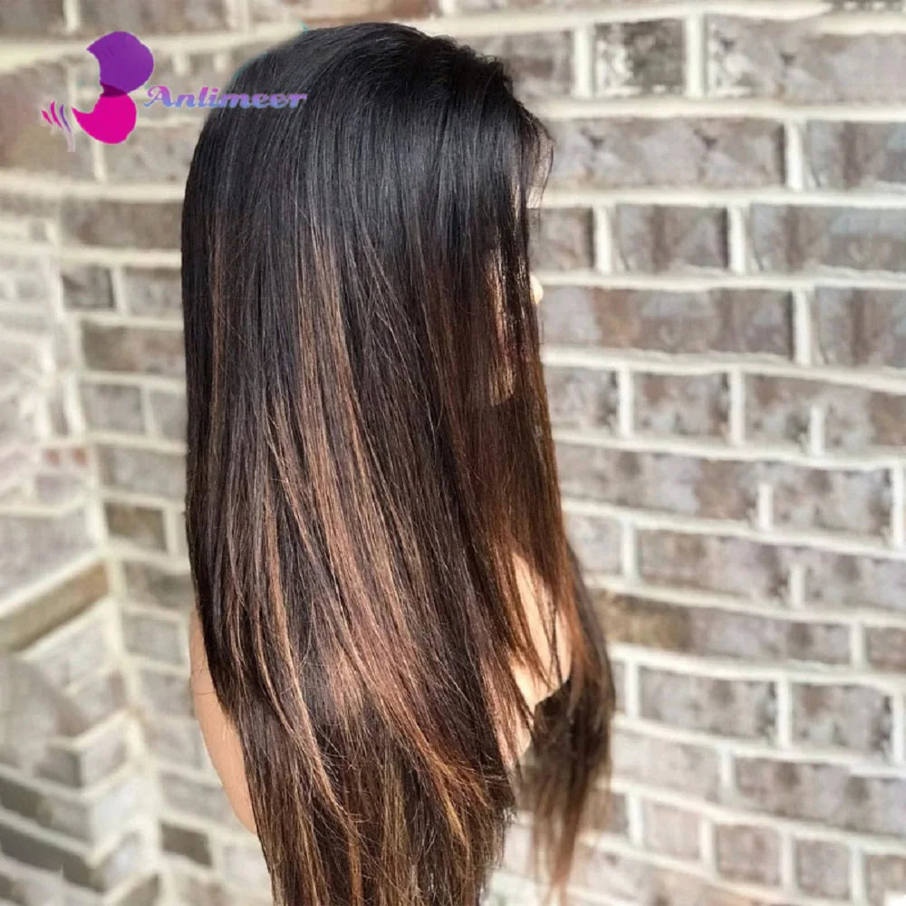 Glueless Body Wavy Fringe Wigs Black Blonde Highlight Pre Plucked 13x4 Silk Top Lace Front Wigs With Bangs 13x6/360 Lace Wigs