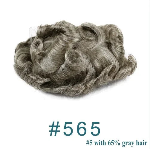 Natural Hairline 0.02mm Super Thin Skin 80-90%Density Invisible Men Toupee Light Brown Grey 1B80 Human Hair Capillary Prosthesis