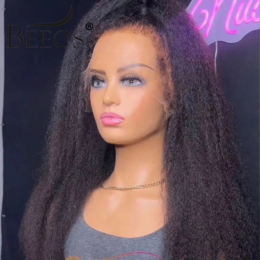 Glueless Curly Baby Hair 13*4 Real HD Lace Frontal Wig Kinky Edge Kinky Straight 5*5 HD Tranparent Lace Closure Human Hair Wigs