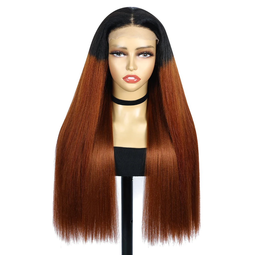TB/118R Yaki Straight Lace Front Human Hair Wigs For Women High Density 5x5 Lace Front Wig Mixed Synthetic Human Hair Wig Sophie