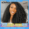 Kinky Curly Half Wig Human Hair Wear&Go Glueless Wigs Curly 3 In 1 Flip Over Wigs With Drawstring Headband Wig Beginner Friendly