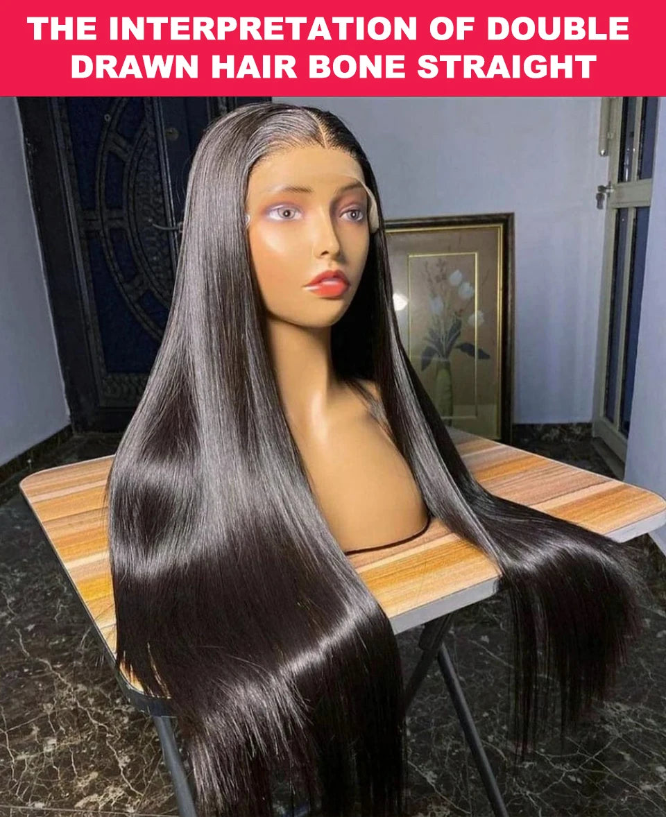 Queen Hair Bone Straight Real HD Lace Double Drawn FULL END Vietnamese Raw Hair Straight Pre Plucked Frontal Closure Wig