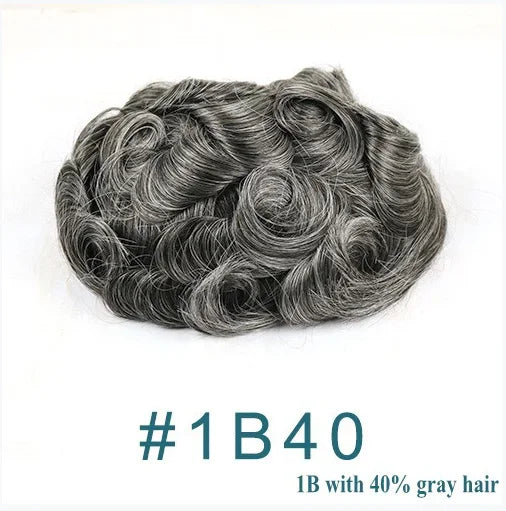 Natural Hairline 0.02mm Super Thin Skin 80-90%Density Invisible Men Toupee Light Brown Grey 1B80 Human Hair Capillary Prosthesis