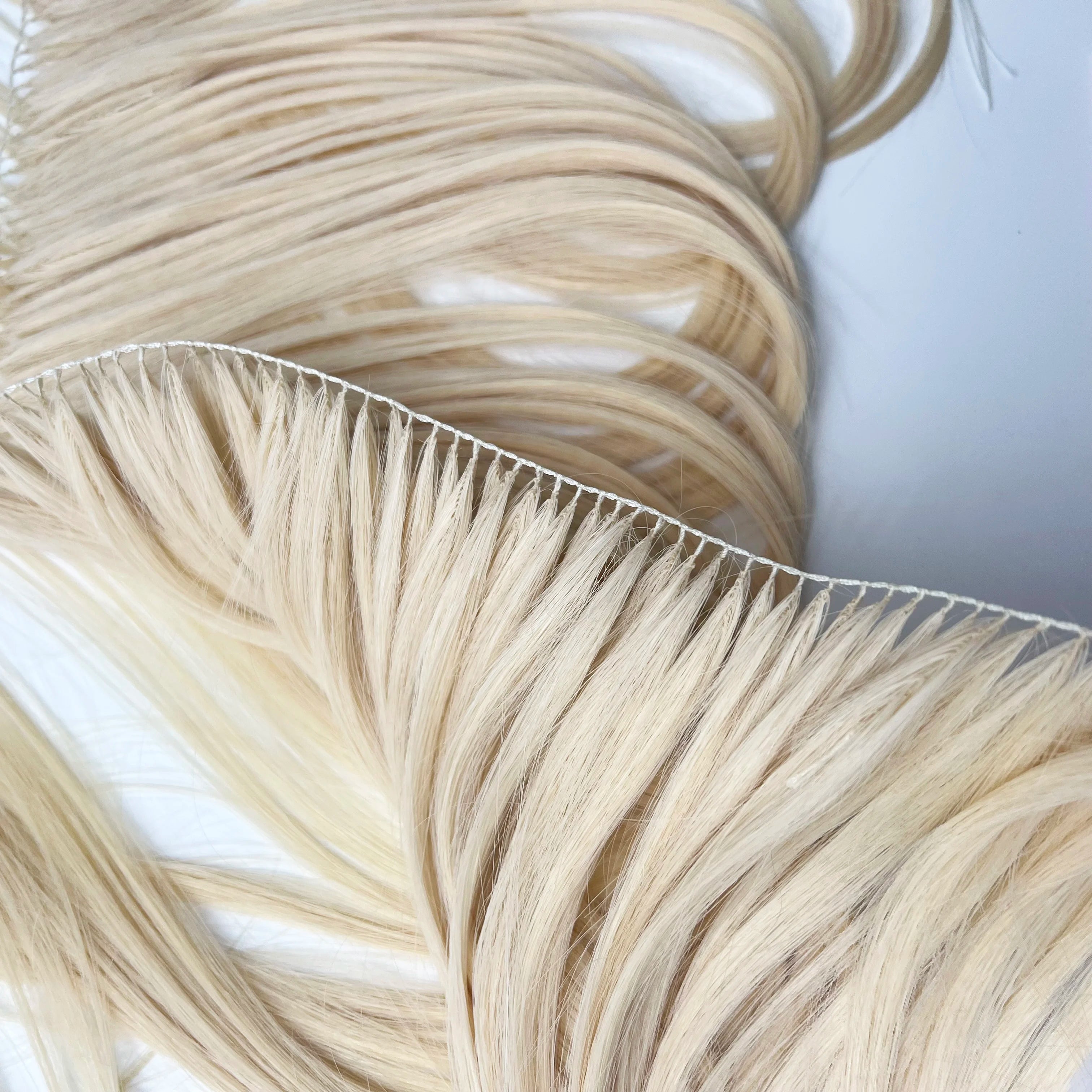 Kiikiigirl Invisible Feather Hair Extensions Feather Weft Hair Bundles Straight Blonde Human  Hair Weft 45cm 100strands