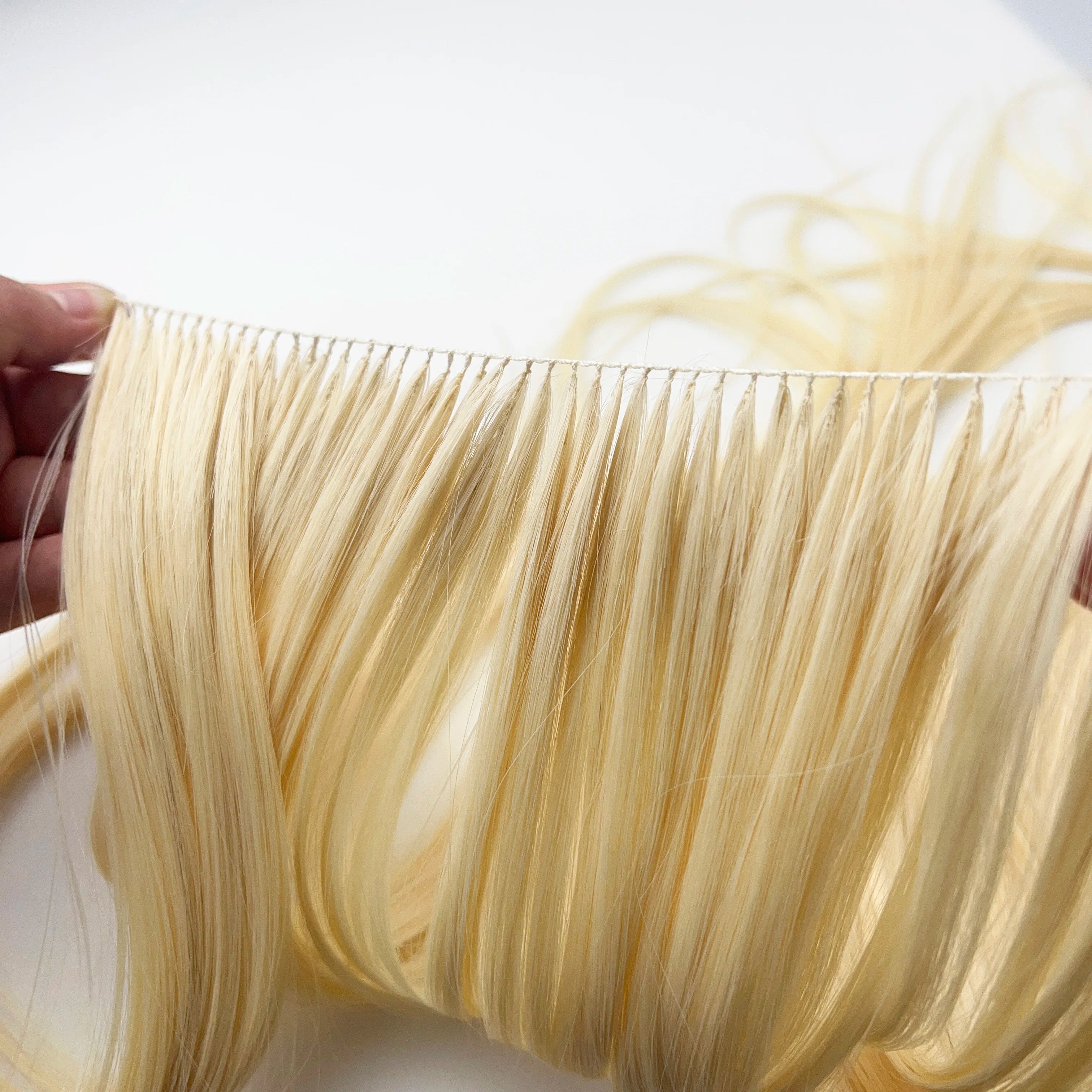 Kiikiigirl Invisible Feather Hair Extensions Feather Weft Hair Bundles Straight Blonde Human  Hair Weft 45cm 100strands