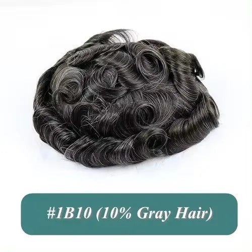 Natural Hairline 0.02mm Super Thin Skin 80-90%Density Invisible Men Toupee Light Brown Grey 1B80 Human Hair Capillary Prosthesis