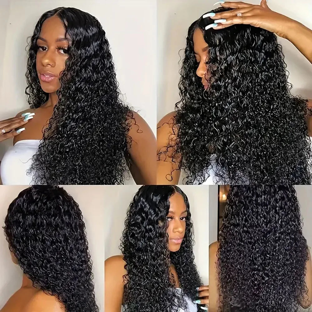 Pre Plucked Natural Color 5x5 13x4 Transparent Lace Front Wig Water Wave Lace Front Wig 200% Density Human Hair Wig