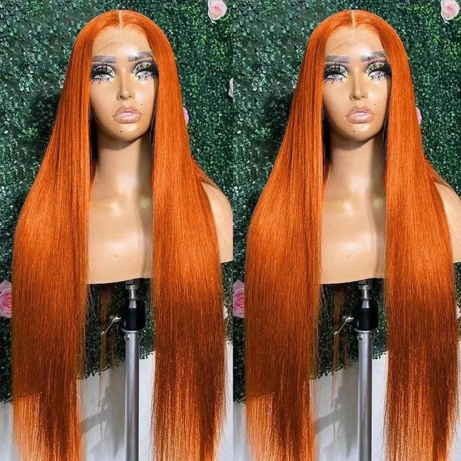 36 Inch Orange Ginger 13x6 Hd Lace Frontal Wigs Human Hair 13X4 Straight Lace Front Wigs Human Hair Colored Wigs For Women