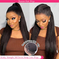 Kinky Straight Invisible Strap 360 Full Lace Glueless Wig Human Hair Pre Cut HD 360 Lace Front Wig Human Hair Wigs Drawstring