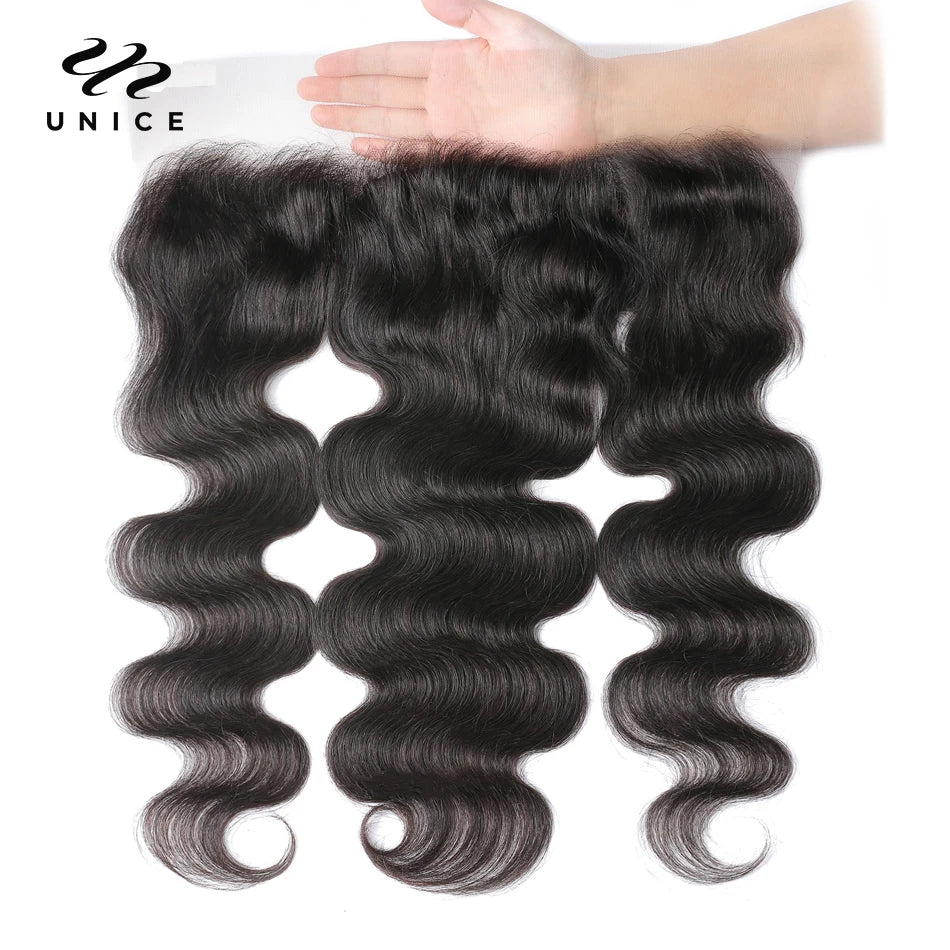 UNice Hair Body Wave 3 Bundles With Lace Frontal Closure 13x4 or 4x4 or 5x5 HD Lace Closure 100% Human Hair Bundles
