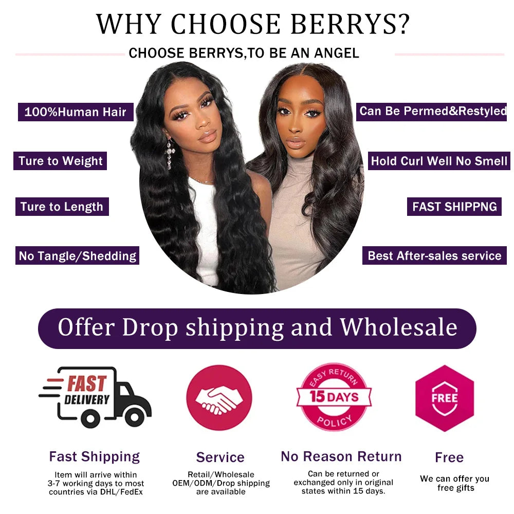 Berrys Straight 13x6 HD Lace Front Human Hair Wigs Pre Plucked 5x5 Lace Closure Wig And 13x4 Lace Frontal VietnameseWig 250%