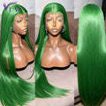 Green Color Silky Straight 13×4/13×6/360 HD Transparent Lace Frontal Wigs Preplucked For Women Glueless Wigs Human Hair