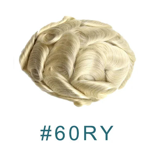Natural Hairline 0.02mm Super Thin Skin 80-90%Density Invisible Men Toupee Light Brown Grey 1B80 Human Hair Capillary Prosthesis