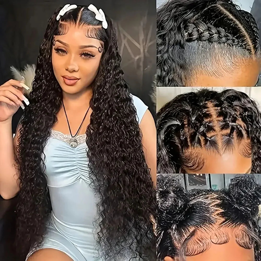 Pre Plucked Natural Color 5x5 13x4 Transparent Lace Front Wig Water Wave Lace Front Wig 200% Density Human Hair Wig