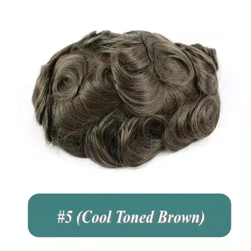 Natural Hairline 0.02mm Super Thin Skin 80-90%Density Invisible Men Toupee Light Brown Grey 1B80 Human Hair Capillary Prosthesis