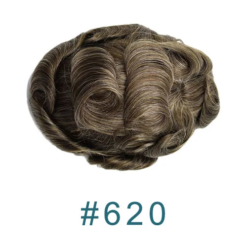 80%Density Old Man 1B80 Blonde Undetectable 0.02mm Ultra Thin Skin Vloop Men's Toupee Natural Hairline Microskin Hair System