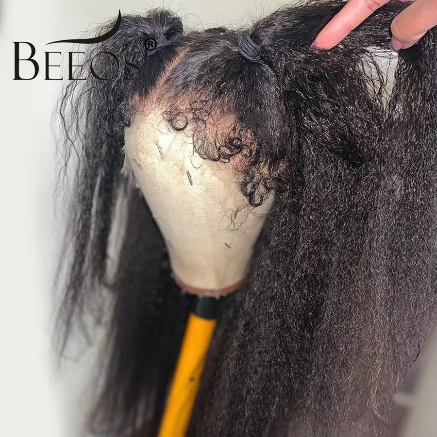 Glueless Curly Baby Hair 13*4 Real HD Lace Frontal Wig Kinky Edge Kinky Straight 5*5 HD Tranparent Lace Closure Human Hair Wigs