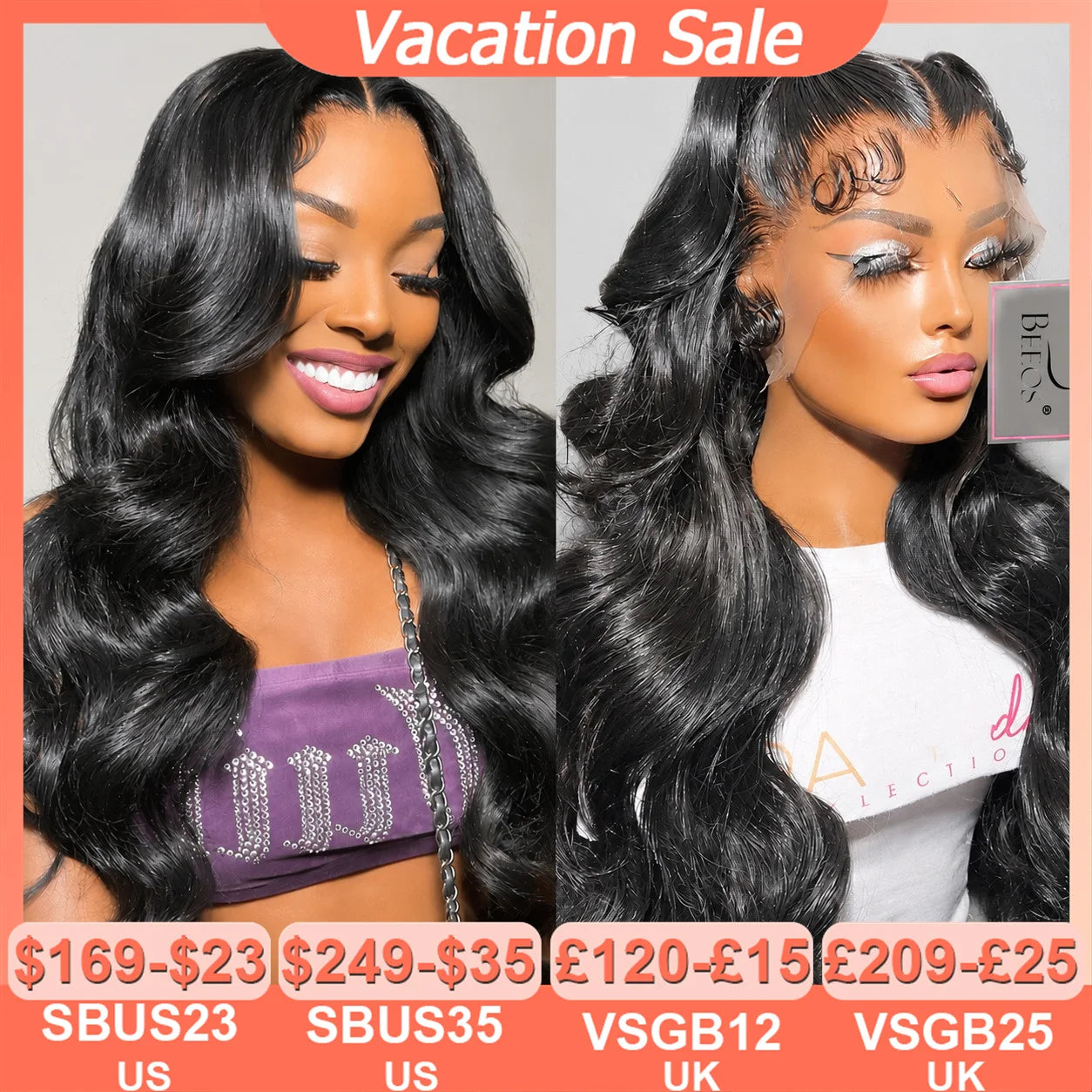 BEEOS 36in 250% Body Wave 13x6 HD Lace Frontal Wig Preplucked 13x4 HD Lace Frontal Human Hair Wigs For Women Melt Skin Brazilian