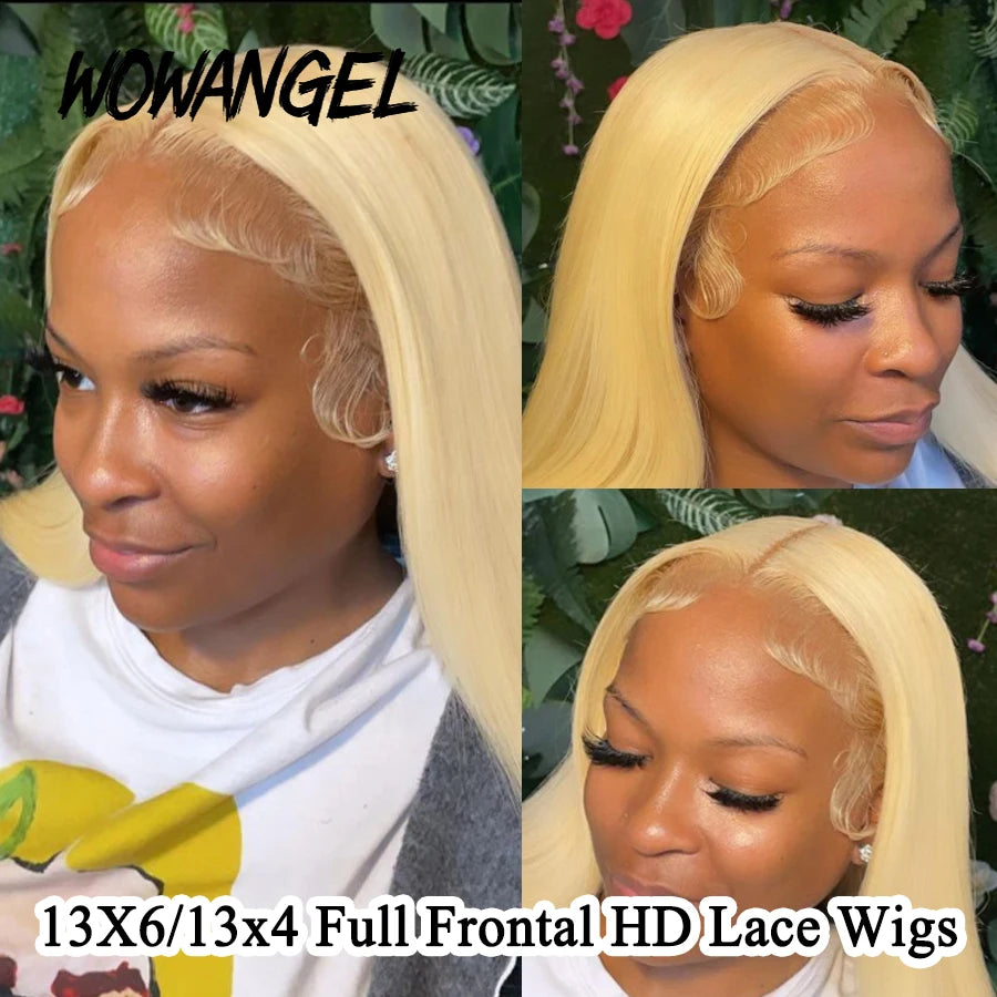 Wow Angel 613 HD Lace Frontal Wig 13X6 Full Lace Front Straight Wig Human Hair Wig Pre Plucked Natural Scalp For Woman Glueless