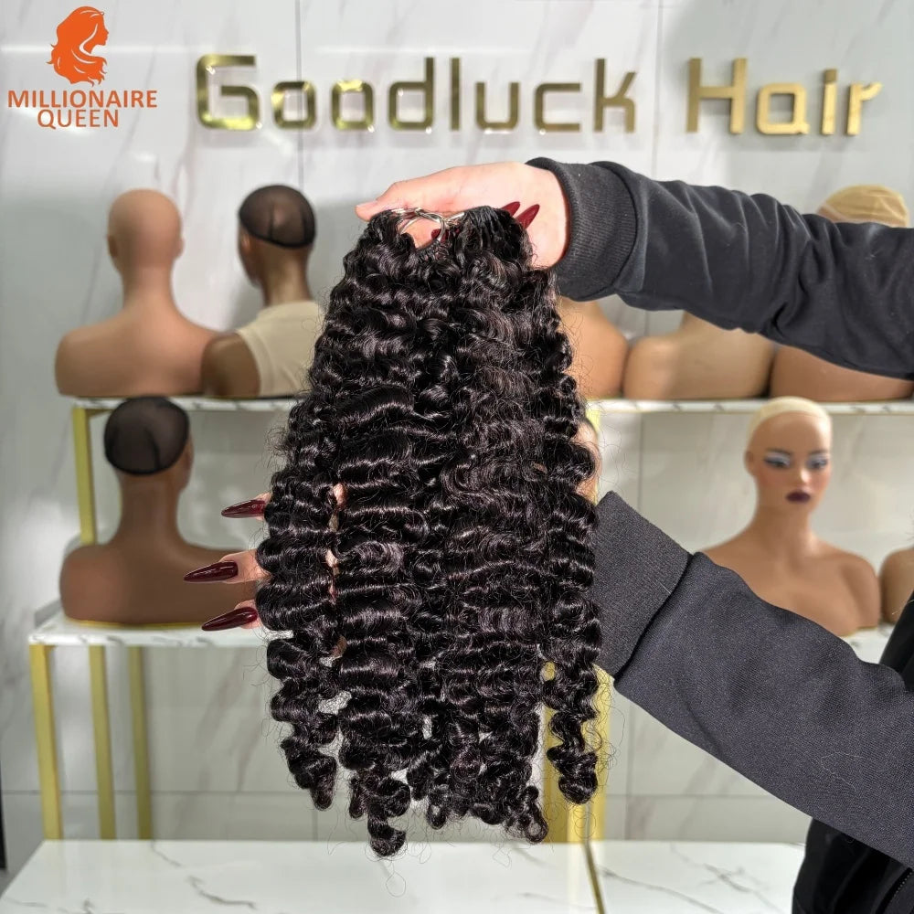 Millionaire Queen 15A Crochet Feather Human Hair Burmese Curly Pre-Separated Crochet Hair Extensions On Sale 100% Human Hair