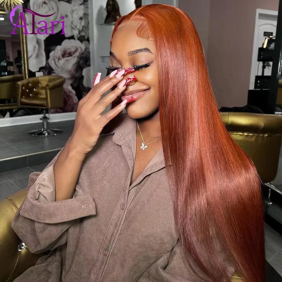 Transparent 13x4 13x6 Lace Frontal Wig Ginger Orange Straight Human Hair Wigs for Women Pre Plucked 5x5 Lace Closure Wig