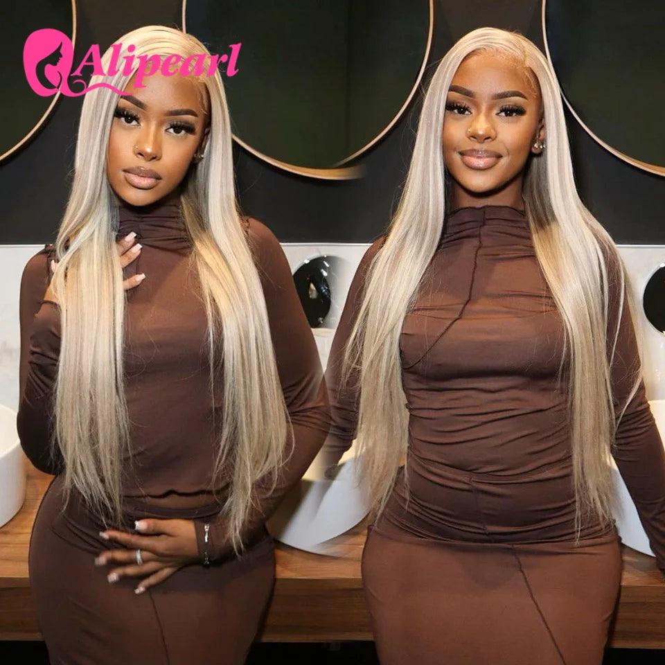 AliPearl Hair P18/613 Lace Front Wig Human Hair Highlight Straight Transparent Lace Front Wig For Women Peruvian 5x5 Closure Wi