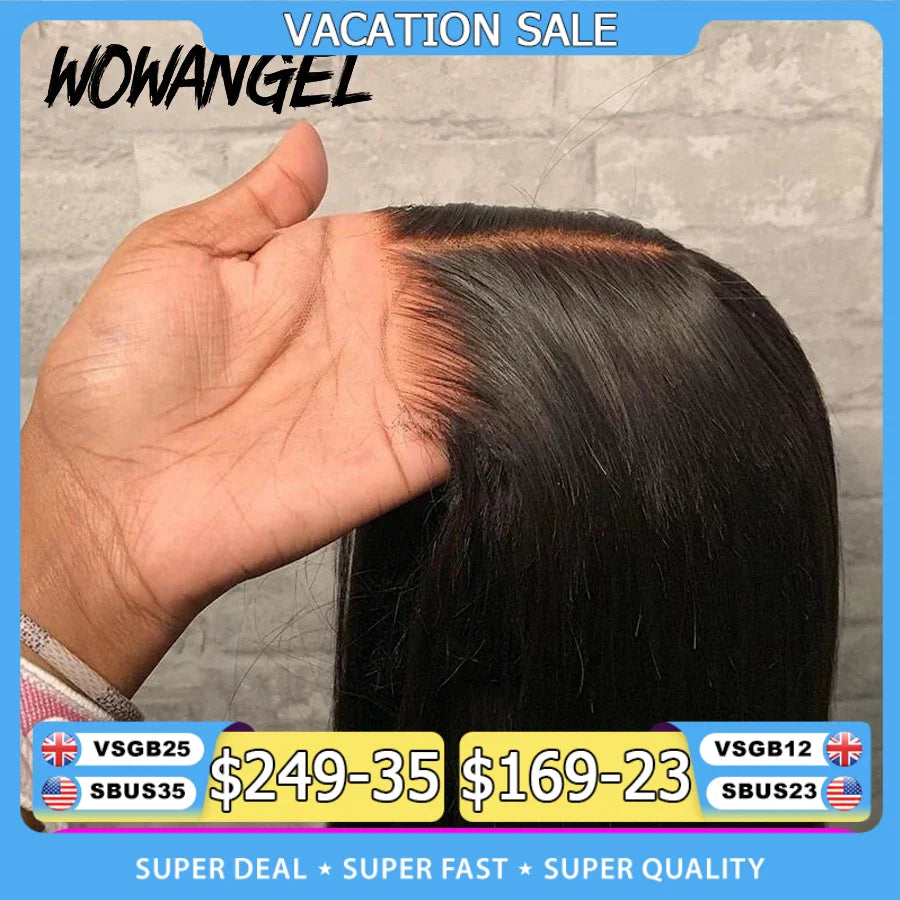 Wow Angel 5x5 Wear Go HD Lace Closure Glueless Wigs 28in Malaysian Straight Wig Pre Plucked Human Wigs Ready to Go Wig For Woman