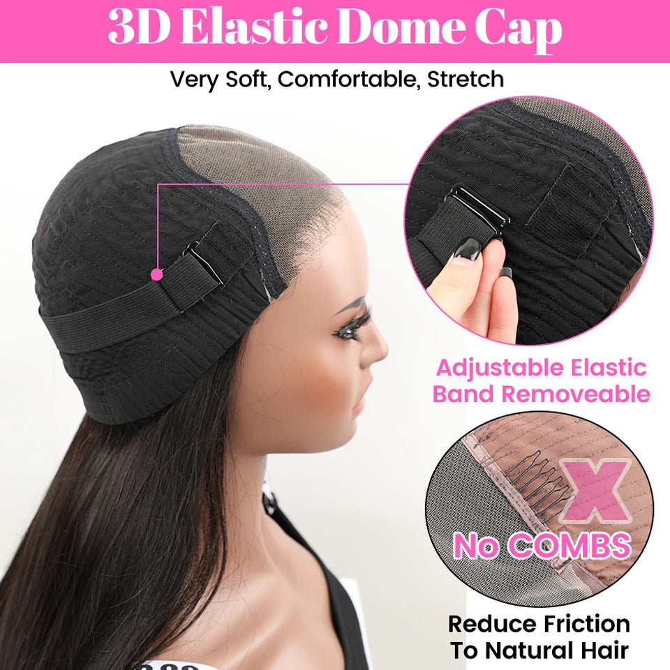ISEE Hair Glueless Wig Human Hair Ready To Wear Straight Glueless Preplucked Wear And Go Wigs 6X4 HD Lace Front Wigs PreCut Lace