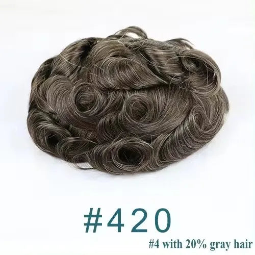 Natural Hairline 0.02mm Super Thin Skin 80-90%Density Invisible Men Toupee Light Brown Grey 1B80 Human Hair Capillary Prosthesis