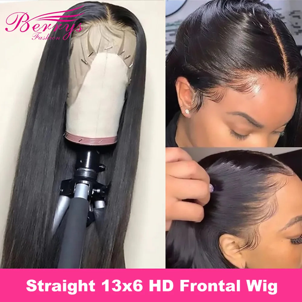 Berrys Straight 13x6 HD Lace Front Human Hair Wigs Pre Plucked 5x5 Lace Closure Wig And 13x4 Lace Frontal VietnameseWig 250%