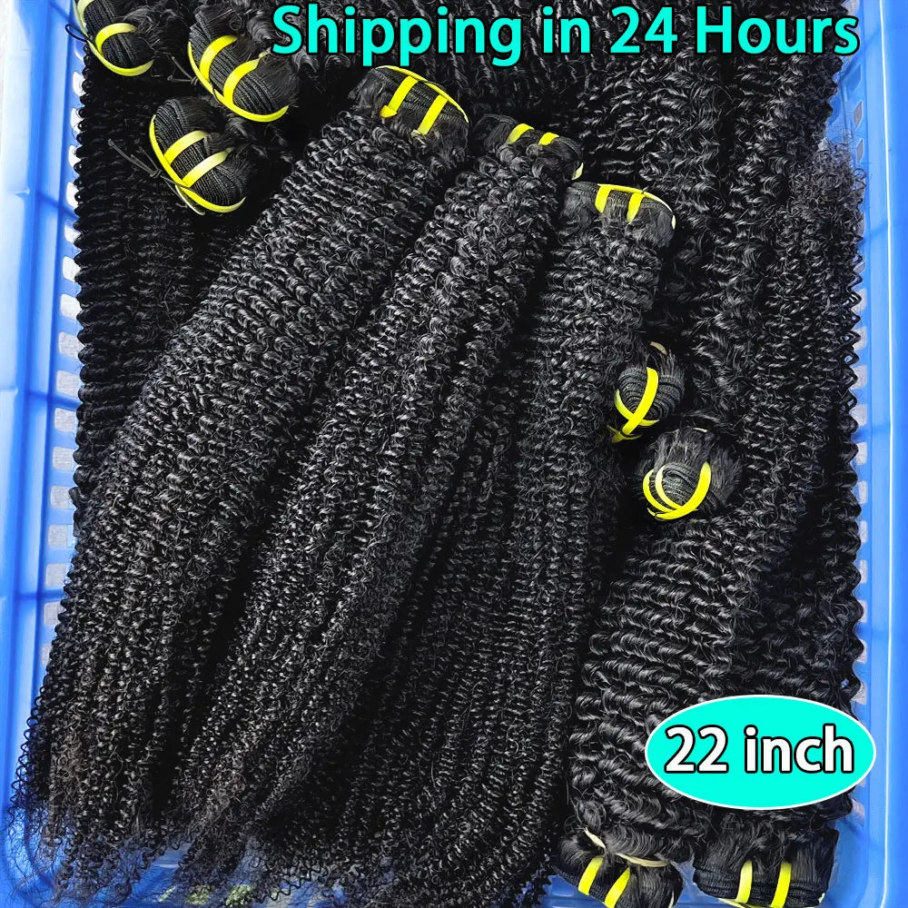 Raw Afro Kinky Curly Human Hair Bundles #1B Natural Black Virgin Curly 100% Soft Human Hair Weave Bundle Hair Extension Weft