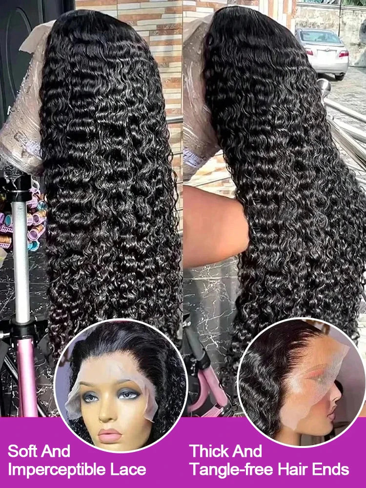 100% Human Hair 300% Density 40 Inch Wigs Kinky Curly Jerry Curly Human Hair Wig 13x4 13x6 HD Lace Frontal Wig 4x4 360 Brazilian