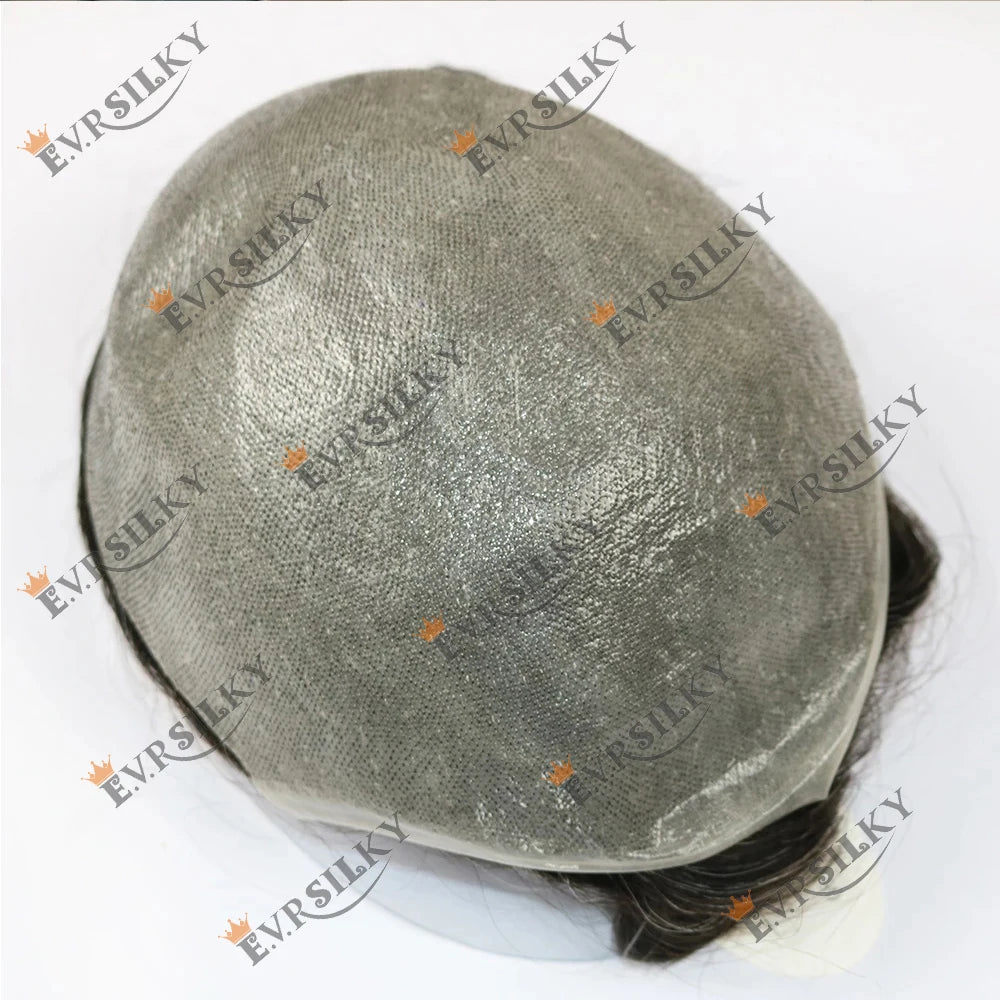 80%Density Old Man 1B80 Blonde Undetectable 0.02mm Ultra Thin Skin Vloop Men's Toupee Natural Hairline Microskin Hair System