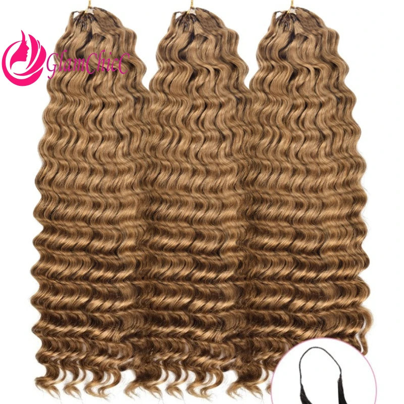 High Quality Human Hair Deep Wave Knotless Pre-Separated Braiding Crochet Hair Extensions 100g 14-26''Brazilian Virgin Remy Hair