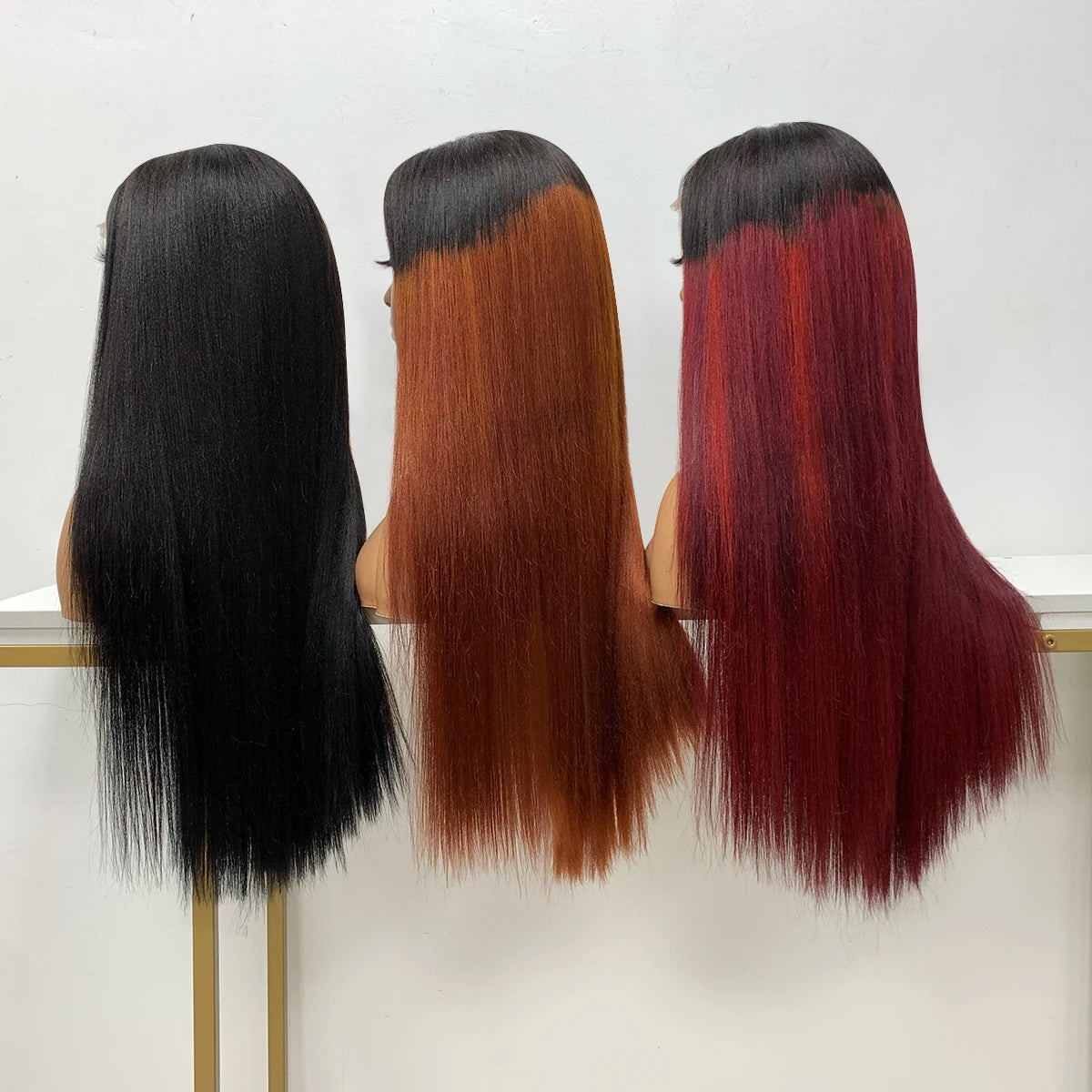 TB/118R Yaki Straight Lace Front Human Hair Wigs For Women High Density 5x5 Lace Front Wig Mixed Synthetic Human Hair Wig Sophie