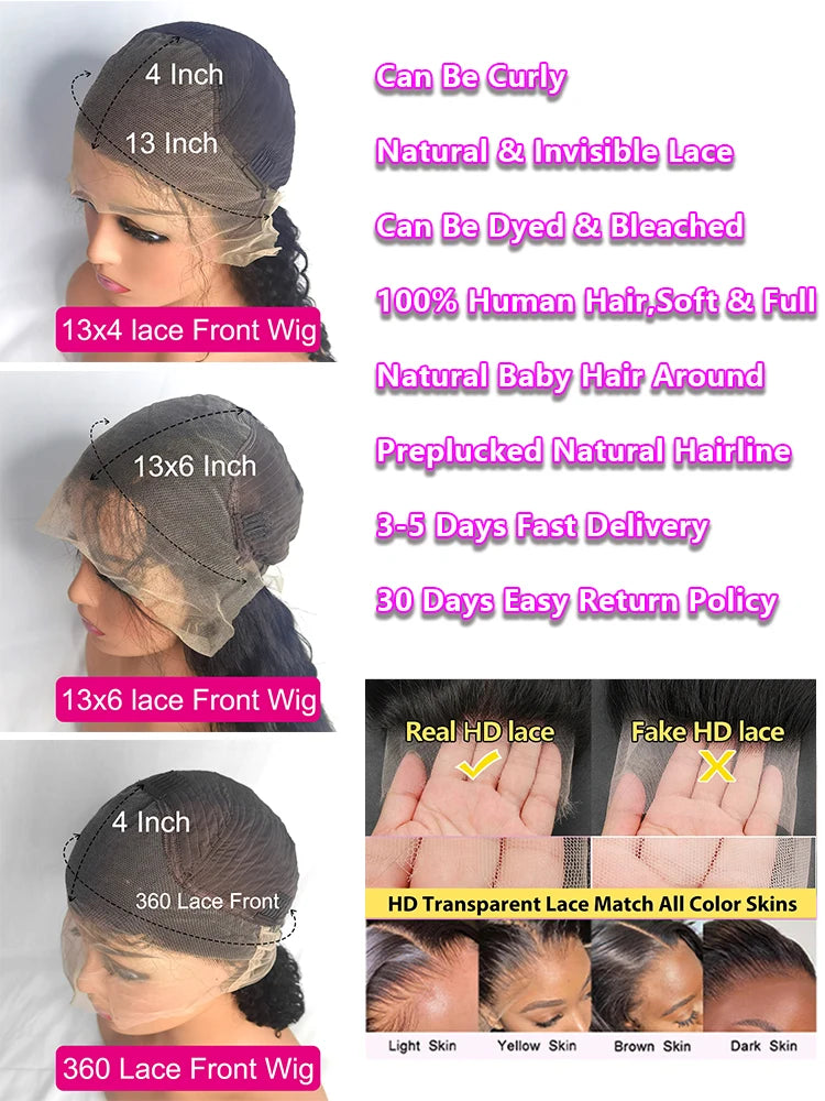 200% Real Density Body Wave ≥98% Human Hair Wigs 13x6 Hd Transparent Lace Front Wig 13x4 360 Lace Frontal Wig For Women 30 Inch