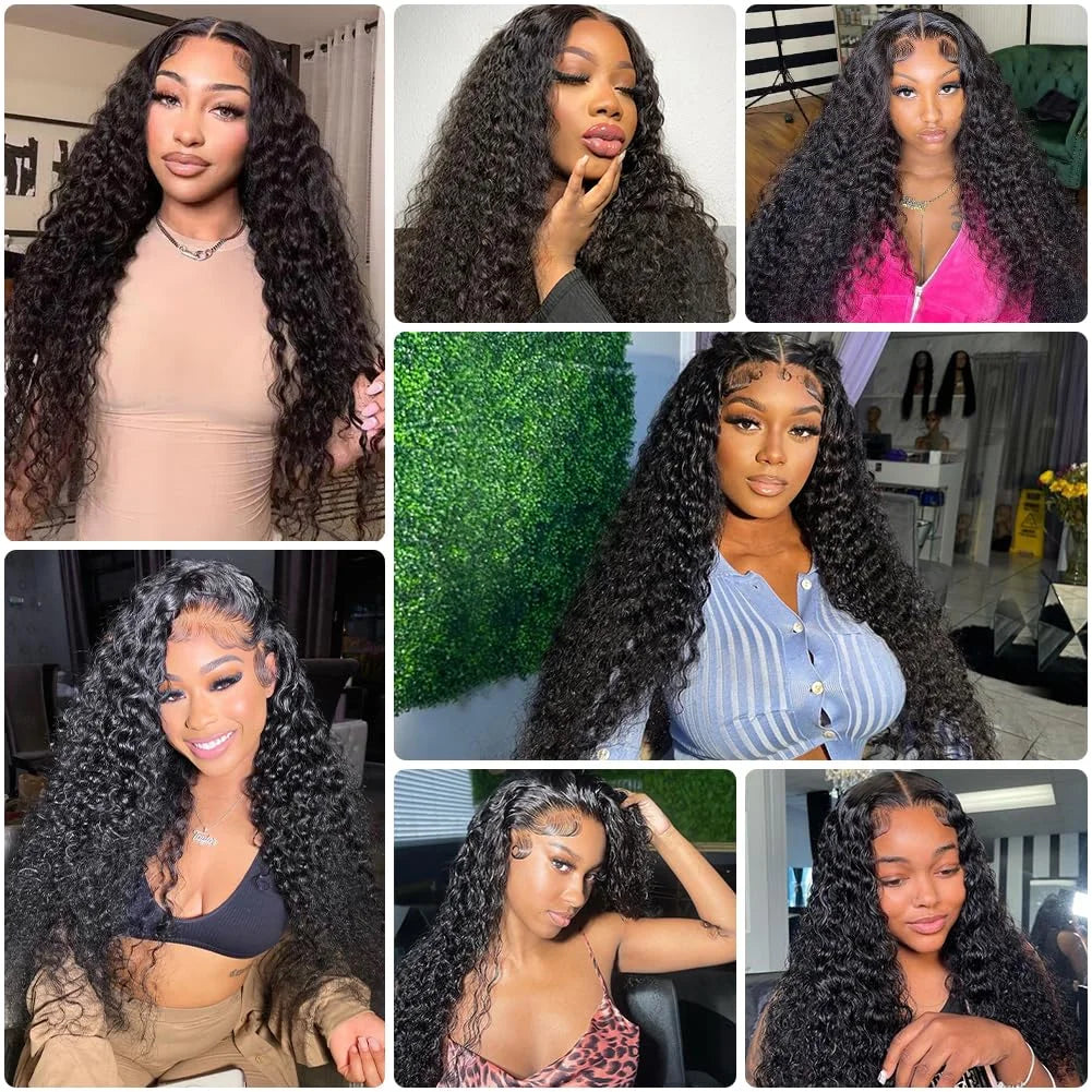 13x4 13x6 Transparent Loose Deep Wave Human Hair Wigs 30 32 34 Inch Deep Curly 4x4 Lace Closure Human Hair Wigs For Women 180%