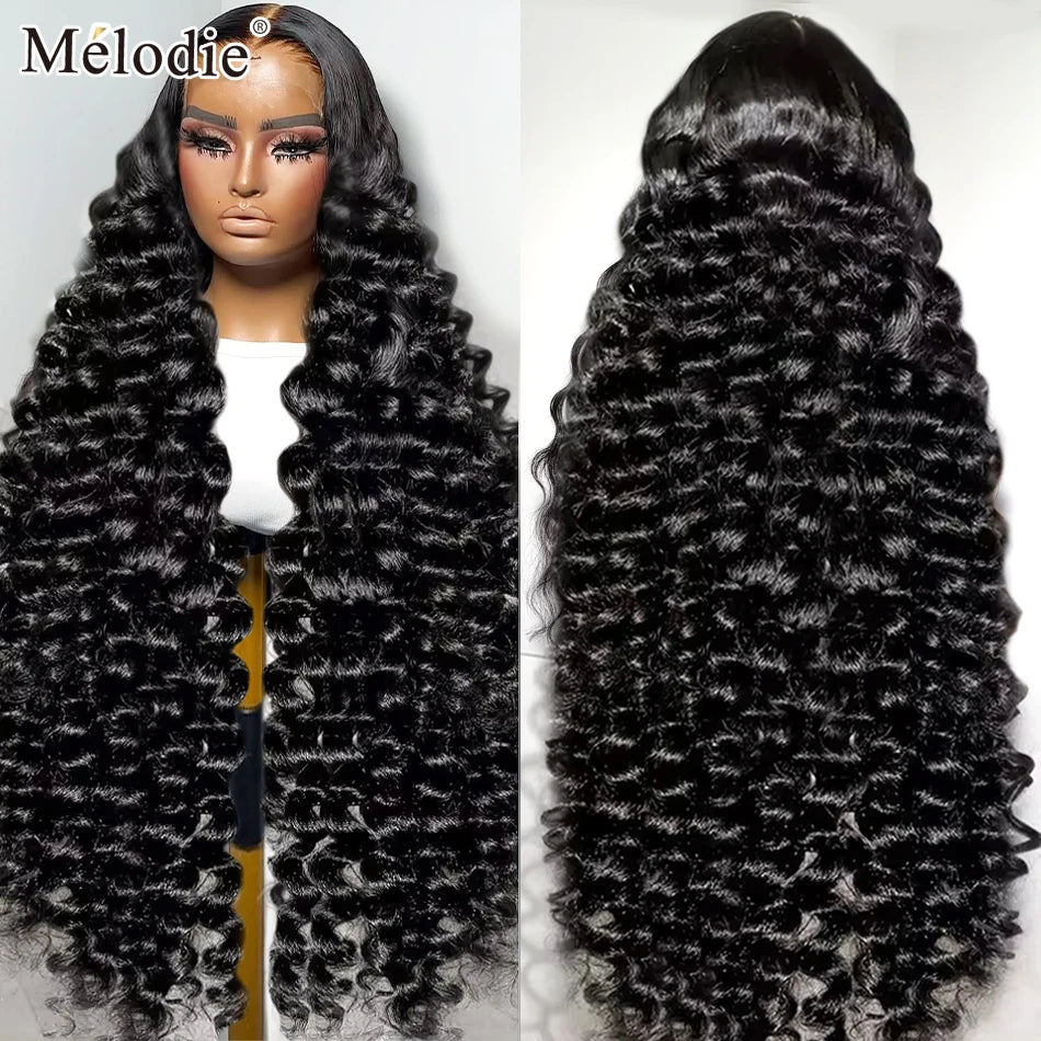 Melodie 40 Inch Loose Wave 13x6 HD Lace Frontal Wig Raw Hair Brazilian Deep Wave Curly Wigs Human Hair Preplucked For Women