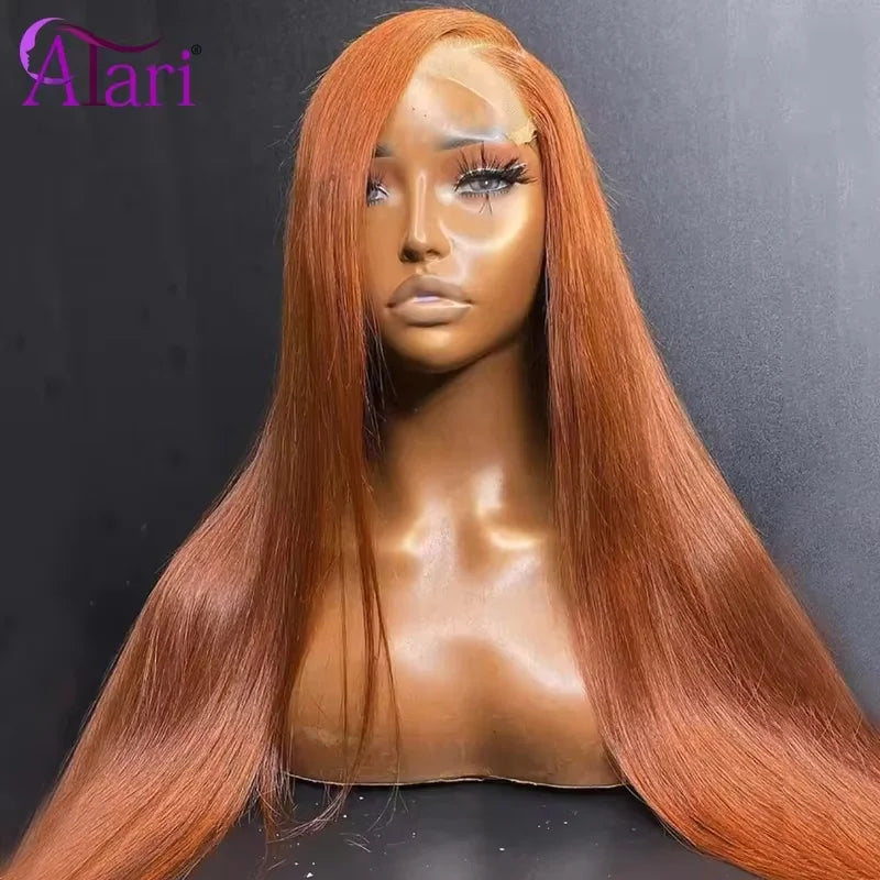 Transparent 13x4 13x6 Lace Frontal Wig Ginger Orange Straight Human Hair Wigs for Women Pre Plucked 5x5 Lace Closure Wig